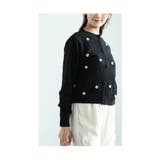 艶やかなパールの花が咲くダイヤ柄ラメニットカーディガン レディース ファッション | Sawa a la mode | 詳細画像14