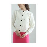 艶やかなパールの花が咲くダイヤ柄ラメニットカーディガン レディース ファッション | Sawa a la mode | 詳細画像17