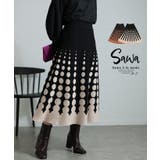 キャッチーなレトロ感ドット柄ニットスカート レディース ファッション | Sawa a la mode | 詳細画像1