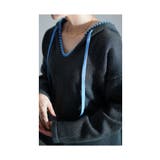 配色スカラップが効くステッチニットパーカー レディース ファッション | Sawa a la mode | 詳細画像7