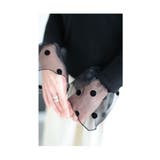 レトロな可愛さ溢れるフロッキードット切替フレアスリーブニットトップス レディース | Sawa a la mode | 詳細画像9