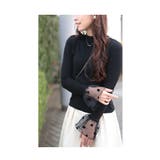 レトロな可愛さ溢れるフロッキードット切替フレアスリーブニットトップス レディース | Sawa a la mode | 詳細画像10