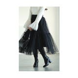 レディライクなチュールドットフロッキーギャザーフレアスカート レディース | Sawa a la mode | 詳細画像14