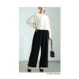 穿いた瞬間トレンドライクなサイドチュールフリルワイドパンツ レディース | Sawa a la mode | 詳細画像11