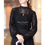異国情緒溢れるオリエンタル柄フロッキープリントシアートップス レディース | Sawa a la mode | 詳細画像1