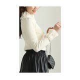 レディな雰囲気漂うパール付きプリーツフリルのリブニットトップス レディース | Sawa a la mode | 詳細画像17