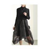 モードに華やぐニット切り替えアシンメトリーオーガンジーワンピース レディース | Sawa a la mode | 詳細画像10