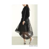 モードに華やぐニット切り替えアシンメトリーオーガンジーワンピース レディース | Sawa a la mode | 詳細画像11