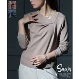 ヒトクセでこなれるタックネックライトニットソー レディース ファッション | Sawa a la mode | 詳細画像1