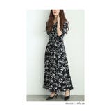 レトロで可愛い花が舞う肩あきリボンスリーブカシュクールワンピース レディース | Sawa a la mode | 詳細画像14
