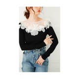 立体的に浮かび咲くチュールフラワーモチーフリブトップス レディース ファッション | Sawa a la mode | 詳細画像5