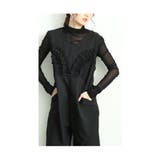 可愛らしさを添える胸元フリルのワイドレッグオーバーオール レディース ファッション | Sawa a la mode | 詳細画像5
