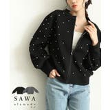 艶やかなパールを散りばめたもっちりニットパーカー レディース ファッション | Sawa a la mode | 詳細画像1
