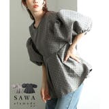 甘さ引き立つドットジャガードのパフスリーブペプラムトップス レディース | Sawa a la mode | 詳細画像1