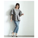 甘さ引き立つドットジャガードのパフスリーブペプラムトップス レディース | Sawa a la mode | 詳細画像3