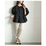 甘さ引き立つドットジャガードのパフスリーブペプラムトップス レディース | Sawa a la mode | 詳細画像12