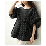 甘さ引き立つドットジャガードのパフスリーブペプラムトップス レディース | Sawa a la mode | 詳細画像13