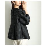 甘さ引き立つドットジャガードのパフスリーブペプラムトップス レディース | Sawa a la mode | 詳細画像17
