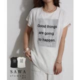 ランクアップする異素材プリントTシャツ レディース ファッション | Sawa a la mode | 詳細画像1