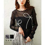 こなれた大人の可愛さ溢れるシアーリボンコード刺繍プルオーバー レディース ファッ… | Sawa a la mode | 詳細画像1