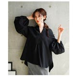 目を惹くシルエットのボリュームスリーブキーネックシャツブラウス レディース | Sawa a la mode | 詳細画像11