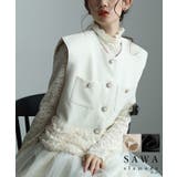 たっぷりフリルが心を擽るパールボタンショートジレ レディース ファッション | Sawa a la mode | 詳細画像1