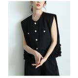 たっぷりフリルが心を擽るパールボタンショートジレ レディース ファッション | Sawa a la mode | 詳細画像20
