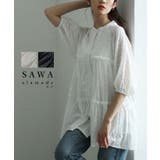 ナチュラルな透け感が爽やかなレースティアードコットンチュニックブラウス | Sawa a la mode | 詳細画像1