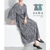 楊柳柄で着映えるベルト付きフレアワンピース レディース ファッション | Sawa a la mode | 詳細画像1