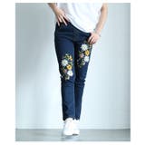 艶やかな花を添えたインド手刺繍デニムスキニーパンツ レディース ファッション | Sawa a la mode | 詳細画像9 