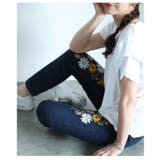 艶やかな花を添えたインド手刺繍デニムスキニーパンツ レディース ファッション | Sawa a la mode | 詳細画像10 