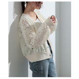 立体ラインレースがリズムを加えるカーディガン レディース ファッション | Sawa a la mode | 詳細画像15