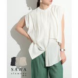 ヒトクセで華やぐティアード風ノースリーブブラウス レディース ファッション | Sawa a la mode | 詳細画像1