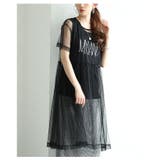 透け感レイヤードに一目惚れなチュールワンピース&ロゴトップス2点セット | Sawa a la mode | 詳細画像6
