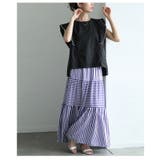廃りないトレンドを重ねる切替ボーダーティアードスカート レディース ファッション | Sawa a la mode | 詳細画像19