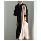 遊び心感じる切り替え配色アシンメトリーシャツワンピース レディース ファッション | Sawa a la mode | 詳細画像2