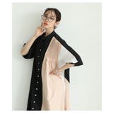 遊び心感じる切り替え配色アシンメトリーシャツワンピース レディース ファッション | Sawa a la mode | 詳細画像5