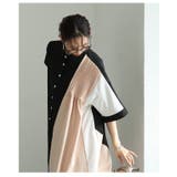 遊び心感じる切り替え配色アシンメトリーシャツワンピース レディース ファッション | Sawa a la mode | 詳細画像10