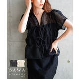 繊細レースでレイヤードを盛り上げるシャーリングブラウス レディース ファッション | Sawa a la mode | 詳細画像1