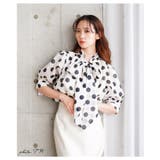 トレンドライクに着こなせるボウタイリボンのシアードットパフスリーブブラウス | Sawa a la mode | 詳細画像2