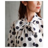 トレンドライクに着こなせるボウタイリボンのシアードットパフスリーブブラウス | Sawa a la mode | 詳細画像5