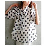 トレンドライクに着こなせるボウタイリボンのシアードットパフスリーブブラウス | Sawa a la mode | 詳細画像6