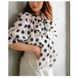 トレンドライクに着こなせるボウタイリボンのシアードットパフスリーブブラウス | Sawa a la mode | 詳細画像16