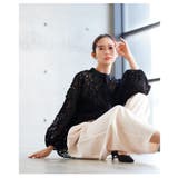 甘さを引いた大人のレースシアーふんわり袖シャツブラウス レディース ファッション | Sawa a la mode | 詳細画像12