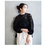 甘さを引いた大人のレースシアーふんわり袖シャツブラウス レディース ファッション | Sawa a la mode | 詳細画像17