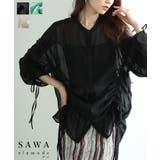 ヘルシーな透け感を纏う袖リボンドロストシャツブラウス レディース ファッション | Sawa a la mode | 詳細画像1