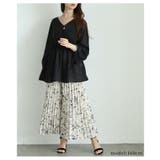 大人が穿きたくなる手書き風花柄プリーツワイドパンツ レディース ファッション | Sawa a la mode | 詳細画像4