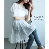 可憐なシルエットを描くシアーニットボリューム袖ティアードチュニック レディース | Sawa a la mode | 詳細画像1