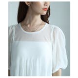 可憐なシルエットを描くシアーニットボリューム袖ティアードチュニック レディース | Sawa a la mode | 詳細画像9