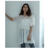 可憐なシルエットを描くシアーニットボリューム袖ティアードチュニック レディース | Sawa a la mode | 詳細画像11